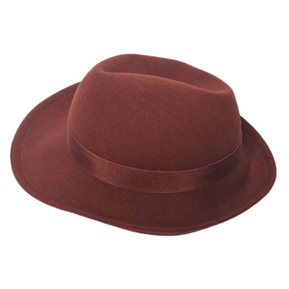 Chelton Cloche Hat Adult Medium Red Burgundy Feather Detail Vintage Flapper - Picture 8 of 12